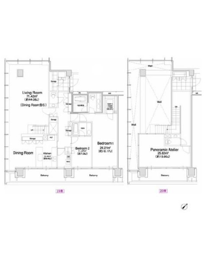 2LDKの間取りの画像